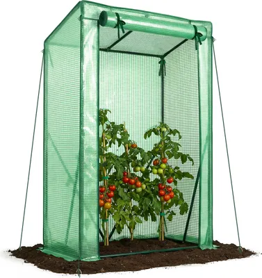 Produktbild von VOUNOT® Schrägdach Gewächshaus Foliengewächshaus 100x50x150cm für Gemüse, Blumen & Obst, 135g/m², Grün