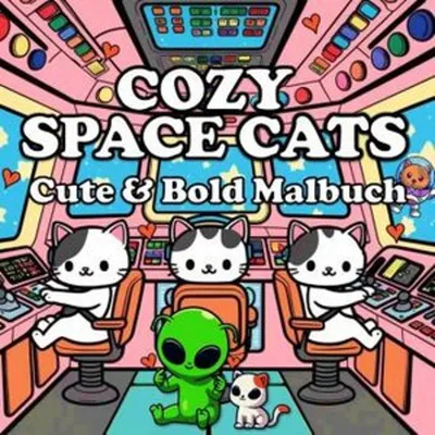 Obrázok produktu pre Katzen Malbuch - Cozy Malbuch - Space Cats: Katzen im Weltraum Cute & Chill Süßes Malbuch