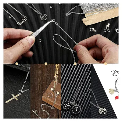 Produktbild von Schmuck Bastelset, Zubehör zur Schmuckherstellung mit Hummerverschluss, 200-teiliger Öffnungsring für DIY-Bastelbedarf