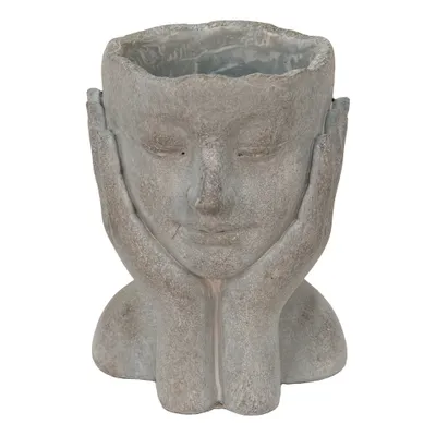 Zdjęcie produktu dla Clayre & Eef doniczka na kwiaty 16x16x22 cm szare kamienne dłonie