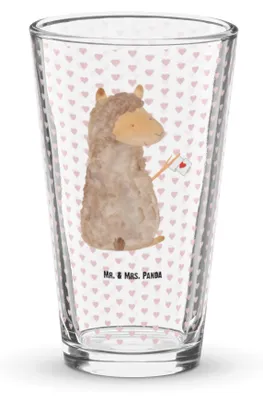 Produktbild von Mr. & Mrs. Panda Bierglas Alpaka Fahne - Transparent - Geschenk, Trinkglas, Cocktailglas, Longdrinkglas, Lamas, Glas, Tumbler, Lama, Alpakas, Liebe