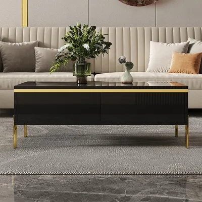Produktbild von Couchtisch Multifunktional Beistelltisch Wohnzimmertisch Wohnzimmermöbel 100 x 50 x 36 cm Schwarz