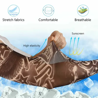 Produktbild von AKIS Armstulpen, Nylon Tattoo Ärmel, für Herren & Damen, 10 Stück, Simulationstattoos mit Zufallsmuster, Einheitsgröße (Länge 46 cm), UV-Schutz, kühlend, realistisch, nahtlos