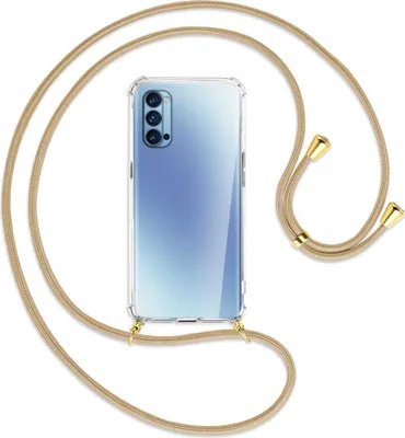 Produktbild von Handykette Backcover-Schutzhülle mit Band (Metall goldfarben) für Oppo Reno4 Pro 5G - caramel