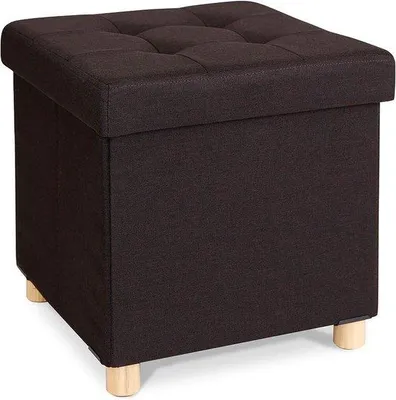 Productafbeelding van Famanu inklapbare kruk met opbergruimte - Houten poten - 38 x 38 x 38 cm - Bruin