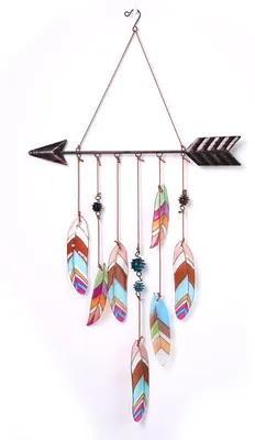 Windspiel Pfeil aus Glas & Metall, bunt, handgefertigt, 49 cm