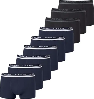 Image de Ensemble de 9 boxers courts rétro "Basic" de Schiesser, avec ceinture élastique ornée du logo. Confortables et offrant une bonne tenue, confectionnés dans un tissu single jersey extensible multicolore de grande taille (XXL)