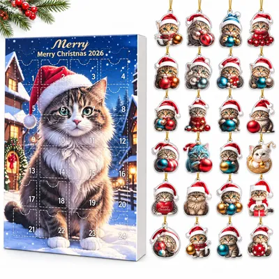Katzen Adventskalender, blau, 120 g, 10 x 8 cm