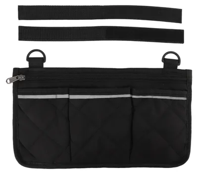 Productafbeelding van Rolstoeltas, waterdicht, polyester, met meerdere zakken aan de zijkant, geschikt voor een mobiele outdoor-stoel, zwart