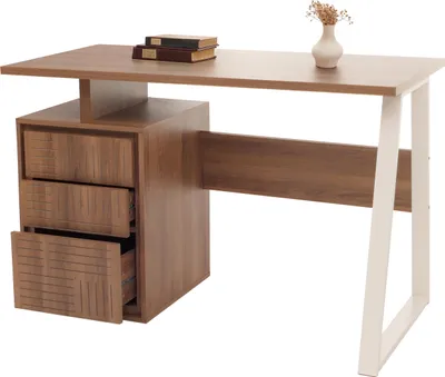 Immagine prodotto di Scrivania HWC-O32, scrivania da ufficio, scrivania da lavoro, cassetto, legno melaminico, 77x118x58cm ~ marrone