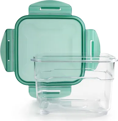 Immagine prodotto di Contenitore ermetico per alimenti Ibili, plastica, quadrato, trasparente/verde