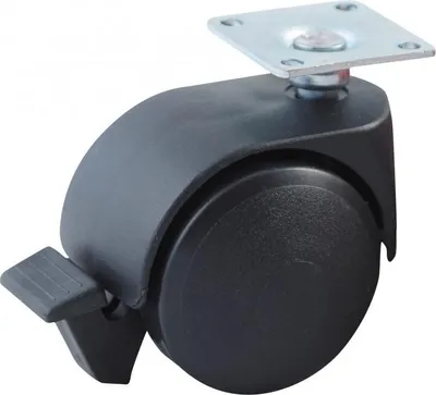 Produktbild von Lenkrolle mit rechteckiger Platte + AVL-Bremse - Nylon-Doppelrollen Ø50 - Tragkraft 40kg - 595080A
