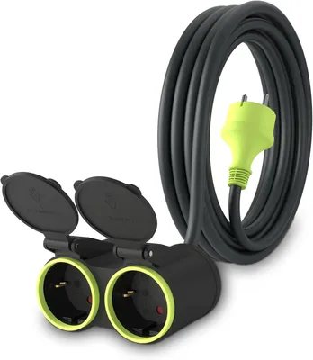 Produktbild von MutecPower 3m Verlängerungskabel mit 2 Schuko-Steckdosen - IP44 für den Außenbereich, H05RR-F3G 1,5mm² Verlängerungskabel