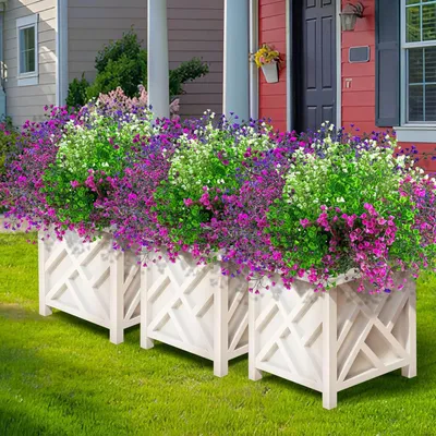 Produktbild von Kunstblumen-Bündel für Außen - Wetterfeste und UV-beständige Balkonpflanzen in 3 Farben