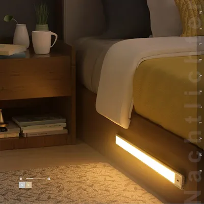 Produktbild von Sross LED Lichtleiste,Nachtlicht"Bewegungsmelder", Wiederaufladbar Treppenlicht,Garderobe/Unterbauleuchte（20cm）