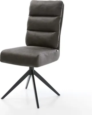 Produktbild von DELIFE Drehstuhl Pela-Flex Mikrofaser Anthrazit Vintage Kreuzgestell breit Schwarz 360° drehbar Wippfunktion Taschenfederkern