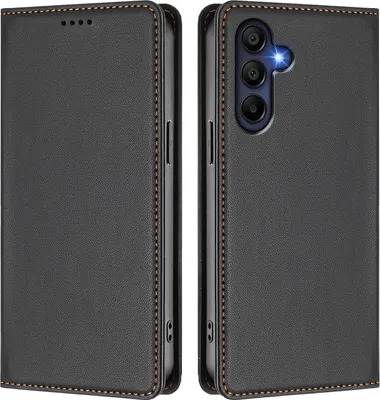 Image de Étui en cuir pour Samsung Galaxy A16 5G/4G, étui à rabat magnétique en cuirPolyuréthaneavec support, noir
