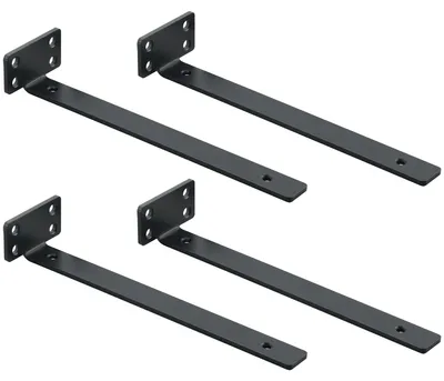 4er-Pack schwere Wandwinkel 25 cm, schwarz, Metall