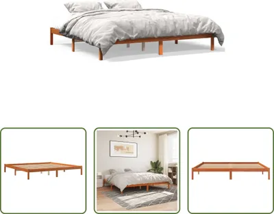 Produktbild von The Living Store Massivholzbett Wachsbraun 180x200 cm Kiefer