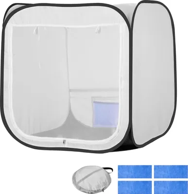 Image de SucceBuy Tente de cabine de peinture portable (72 x 72,5 x 5 cm d'espace de travail) Tente de pulvérisation pop-up pour travaux de peinture, cabine imperméable pour petits modèles, sculptures, vases et cadres, design pop-up pratique