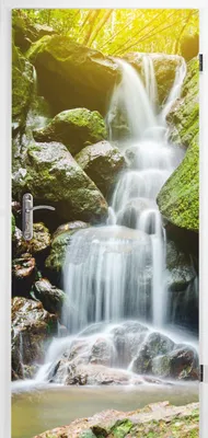 Produktbild von selbstklebendes Türbild - Wasserfall 0,9 x 2 m - Türtapete Türposter Klebefolie Dekorfolie