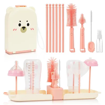 Produktbild von Baby Flaschenbürsten Set 6-teilig Silikonbürste, Strohhalm- & Schnullerbürste