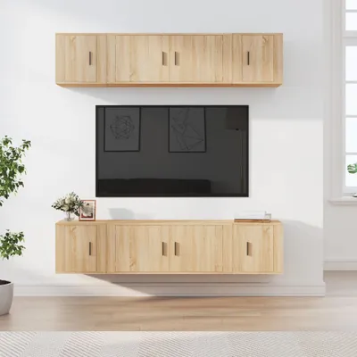 Produktbild von The Living Store 6-tlg. TV-Schrank-Set Sonoma-Eiche Holzwerkstoff