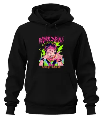 Immagine prodotto di Jujutsu Kaisen Ryomen Sukuna King of Curses Anime Aesthetics Fan Unisex Felpa con cappuccio, Nero, L
