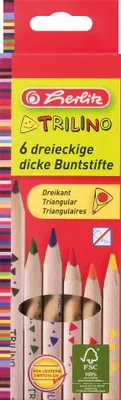 Produktbild von Herlitz Buntstifte 3-kant natur Trilino   6er Hängeschachtel