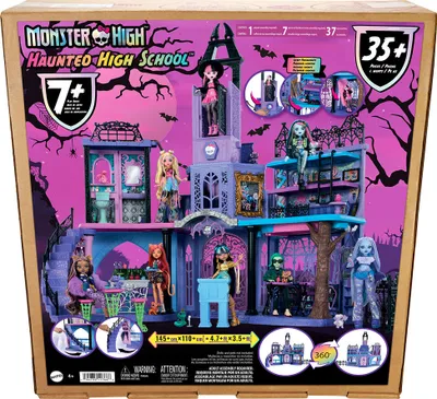 Produktbild von Monster High Haunted High School-Puppenhaus mit 35+ Möbel- und Zubehörteilen, 4 Jahr(e), Junge/Mädchen, 116 mm, 9,8 kg, Mehrfarbig
