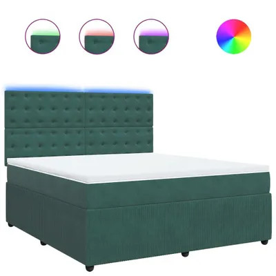 Produktbild von Boxspringbett mit Matratze Dunkelgrün 180x200 cm Samt