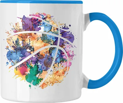 Produktbild von Trendation - Basketball Tasse Geschenk für Basketballspieler Kaffee-Becher Basketball Trainer Coach (Blau)