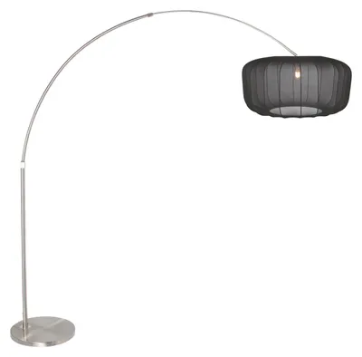 Productafbeelding van Booglamp Vela Lino met zwarte kap Ø60cm
