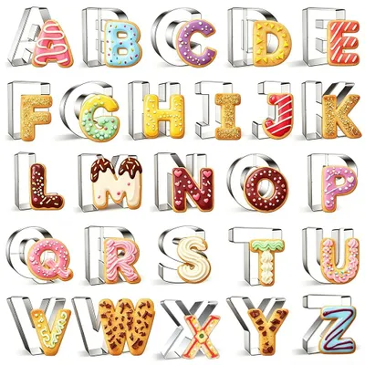 Buchstaben-Ausstechformen A-Z, 26er Set, Edelstahl