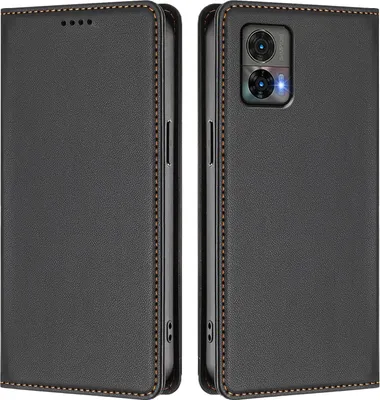 Obrázek produktu pro Kožené pouzdro pro Motorola Edge 30 Neo, magnetické flipové pouzdro zPolyuretankůže se stojánkem Černá