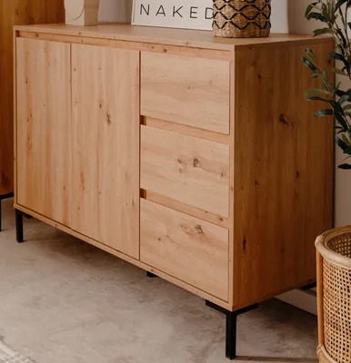 Produktbild von Furn.Design Kommode, Sideboard Bastia, Artisan Eiche, modernes Design, Mittelfuß für hohe Tragkraft, 0.87 x 1.2 x 0.4 m, GE1923-02
