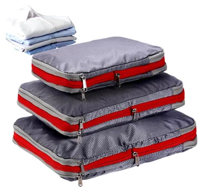 Produktbild von Packwürfel für Reisen | 3-teilig wasserdichter Aufbewahrungsorganizer | Koffer-Organizer-Taschen