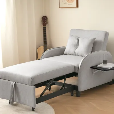 Zdjęcie produktu dla Rozkładana sofa MERAX z funkcją spania 3 w 1 Rozkładana sofa jednoosobowa ze składanymi stolikami, 123(73)x167x78 cm