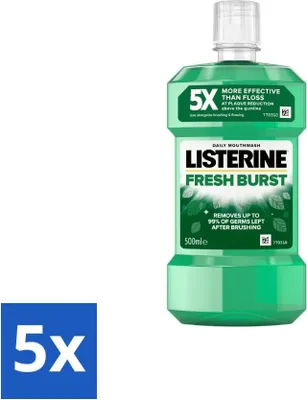 Zdjęcie produktu dla Listerine - Płyn do płukania ust - Fresh Burst - Mocne zęby - 500 ml - Value pack - 5 szt