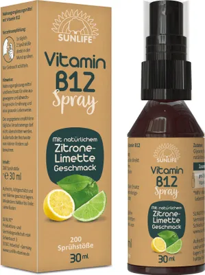 Produktbild von SUNLIFE® Vitamin B12 Spray hochdosiert Energie & Nervensystem Unterstützung + vegane Nährstoffe & Vitalboost