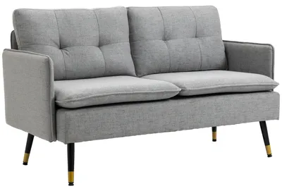 Produktbild von HOMCOM Zweisitzer 2-Sitzer Sofa mit Kissen, Loveseat mit Leinenoptik Doppelsofa