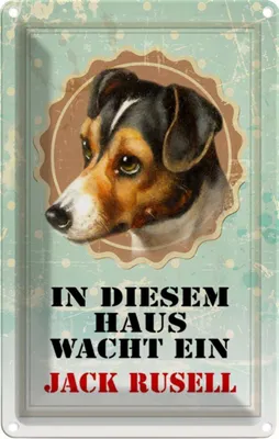 Produktbild von vianmo Blechschild 18x12 cm Hund in diesem Haus wacht Jack Russel Tier Haustier