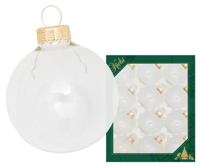 Set mit 12 weißen Glaskugeln, 5 cm, für Weihnachtsbäume