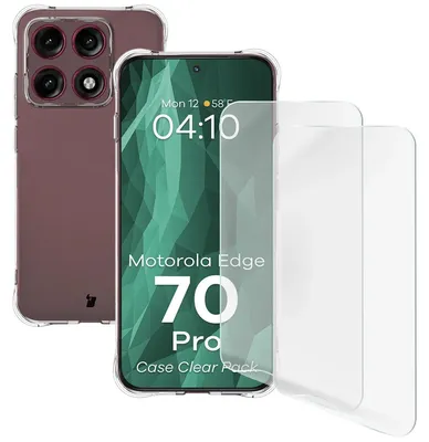 Produktbild von Handyhülle + 2x Folie für Motorola Edge 70 Pro, Bizon Case Clear Pack, Transparent