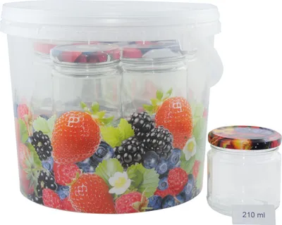 Produktbild von Omega Pflückeimer mit 10 Einmachgläsern 210 ml mit Deckel