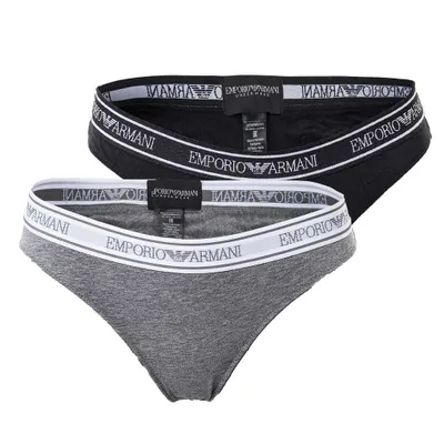 Zdjęcie produktu dla Emporio Armani 2-pack damskich slipów brazylijskich, bielizna, krótkie majtki / Kolor: Czarny/Szary | Rozmiar: L (Rozmiar Large)