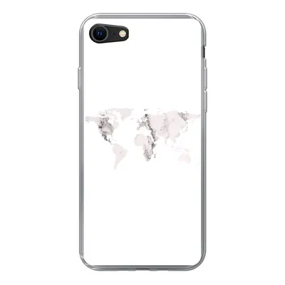 Produktbild von MuchoWow® Handyhülle Schutzhülle Hülle für iPhone 8 Weltkarte - Marmor - Weiß Silikon Softcase Handy Hülle - Schutzhaube