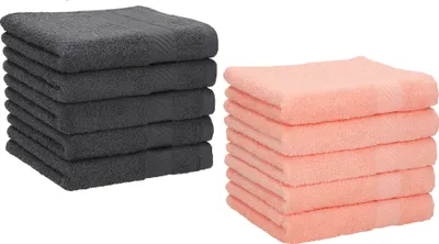 Produktbild von Betz 10 Stück Seiftücher Seiftuch Seiflappen Set Palermo 100% Baumwolle Größe 30x30 cm Farbe anthrazit und apricot