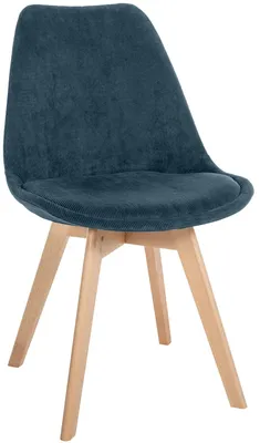 Produktbild von CLP Esszimmerstuhl Linares gepolstert mit Rückenlehne Buchenholzgestell dunkelblau Material Cord
