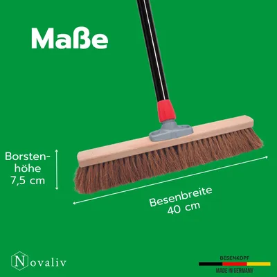 Zdjęcie produktu dla Novaliv 2x miotła kokosowa 50 cm z trzonkiem Miotła kokosowa z naturalnym włosiem Idealna jako miotła warsztatowa z trzonkiem Miotła halowa Miotła przemysłowa Miotła domowa Miotła do zamiatania Miotła malarska Miotła do włosów Miotła tarasowa Miotła miękka